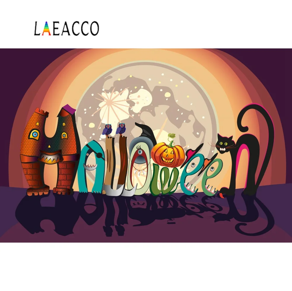 Laeacco Хэллоуин фоны для фотосъемки дух Тыква волшебник летучая мышь череп Луна