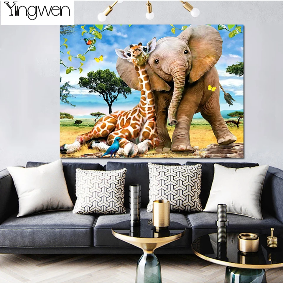 

Full Diamond Painting Elephant Art 5D DIY Diamond Beads Embroidery Giraffe Mosaic Kits Animal Cross Stitch Kits Home Decoration