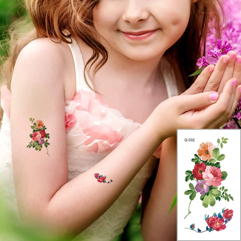 Временная водостойкая татуировка стикер красочный пион цветок тело Искусство