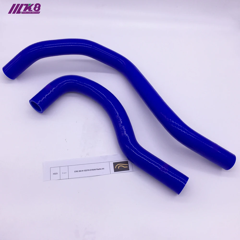 K8-60 BLUE Силиконовый шланг радиатора подходит для Honda CRX 88-91 ED7/9 D16A9(2 шт) красный/синий/черный - Цвет: K8-60 BLUE