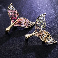 europe and america new fashion brand jewelry for women cubic zirconia fishtail brooches pins gold plated suit pin accessoried