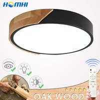 wood nordic ceiling lamp with remote control round lamp in the bedroom suspended ceilings living room lights fixtures hxd 004
