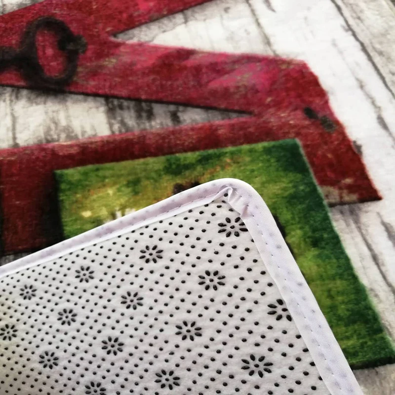 

3D Printing Football Field Kitchen Non-Slip Floor Mat Flannel Bath Mat Carpet Home Hallway Bedroom Living Room Entrance Doormat