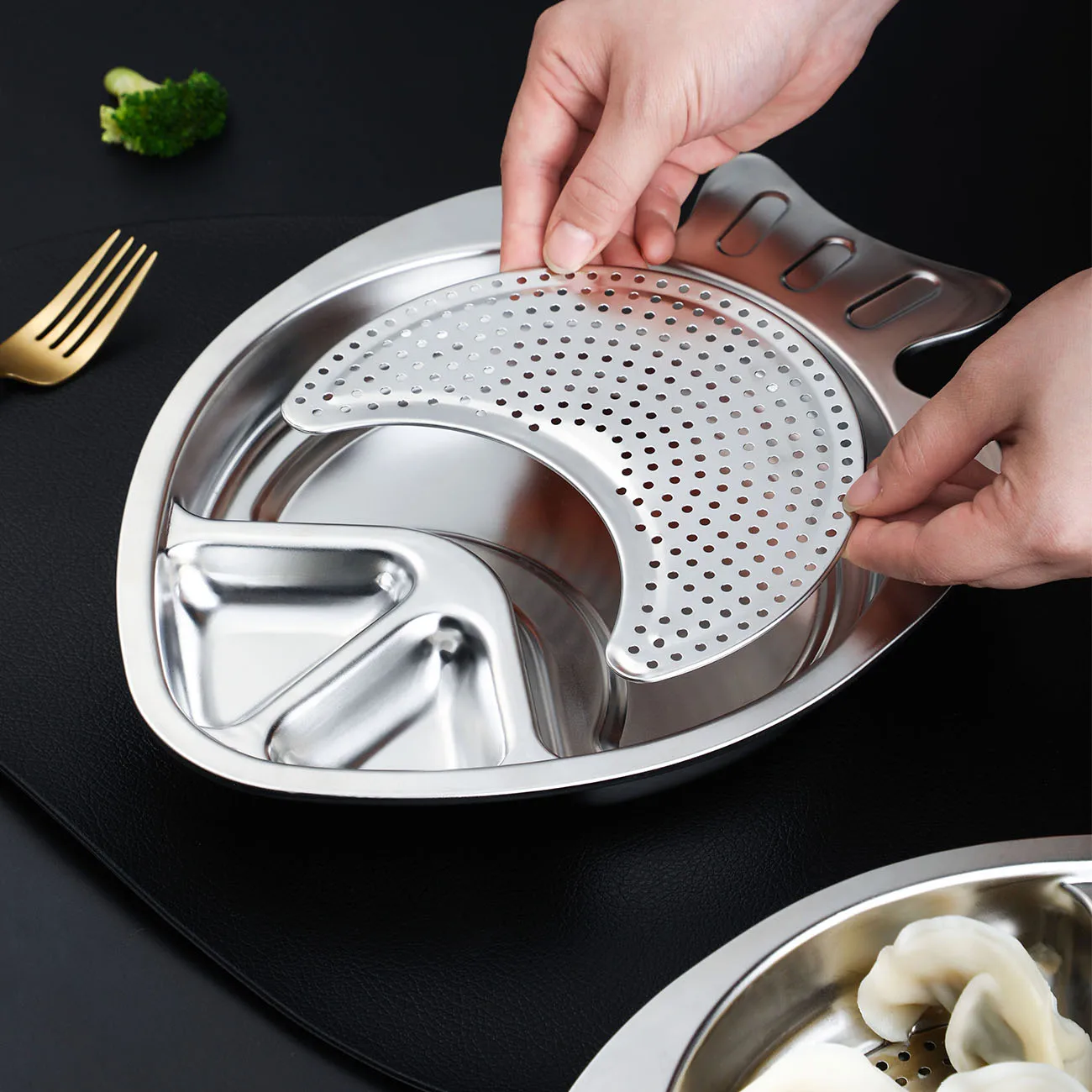 Большой Ёмкость тарелка для пельменей с уксус блюдо бытовые разделены