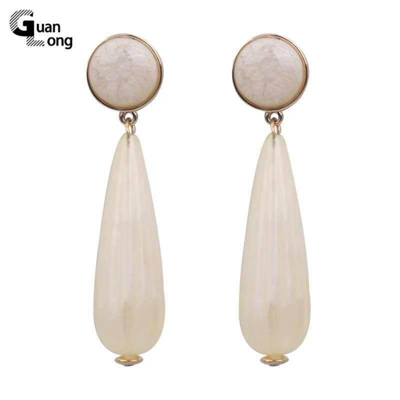 GuanLong модные геометрические длинные Подвесные серьги для женщин полимерные