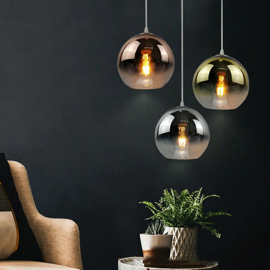 

E27 Nordic Gradual стеклянные шаровые подвесные светильники Modern Glass шар для домашнего декора спальня гостиная ресторан подвесной светильник