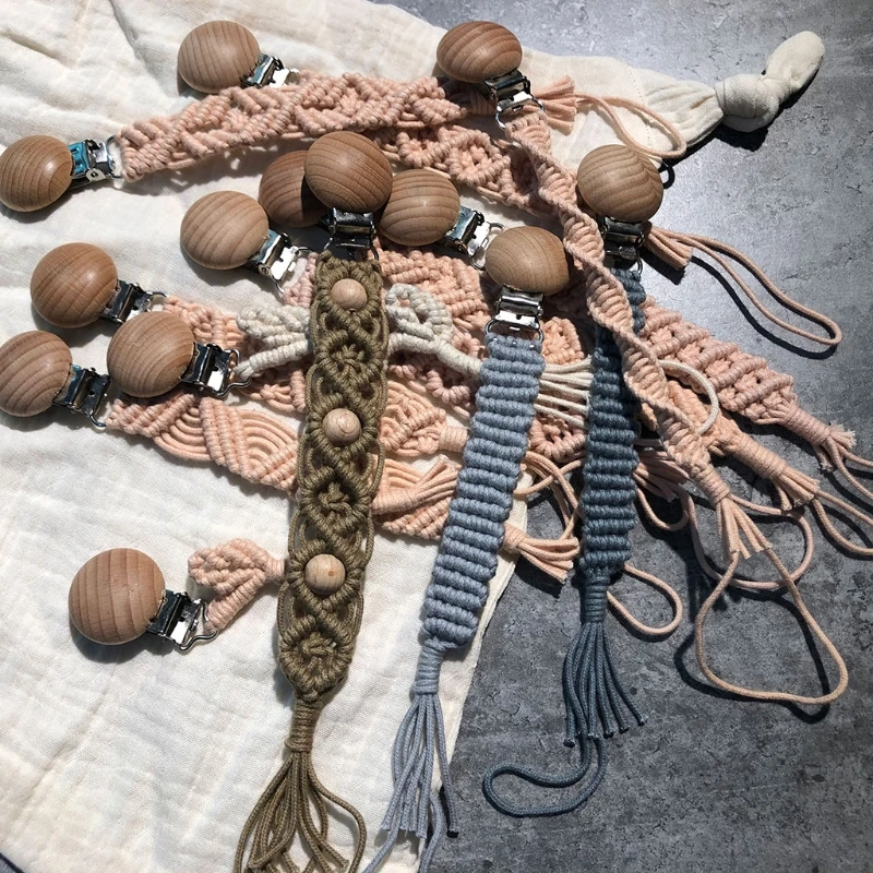 Винтажная Детская Соска-пустышка на цепочке плетеная хлопковая веревка буковая