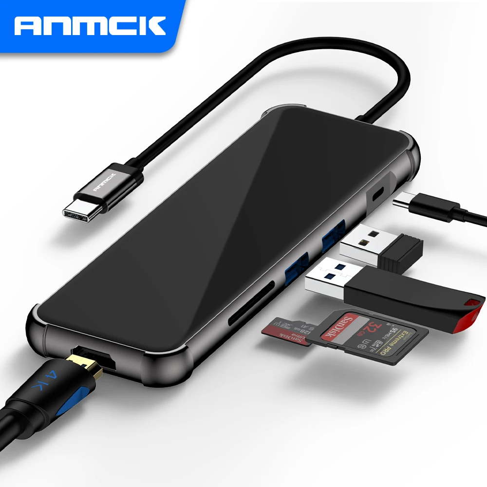 

Anmck Usb C Hub Type C to HDMI-A Switch USB 3.0 Adapter Type-C Docking Stations For MacBook Pro Air Laptop USB C Splitter