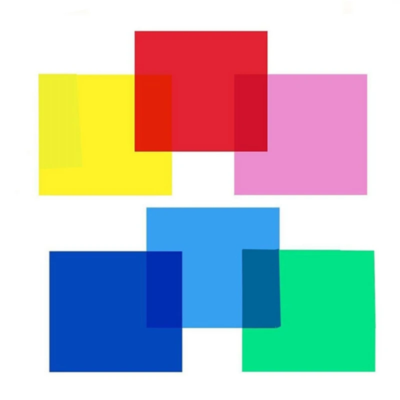 

6 Pieces Gel Filter Transparent Color Film Plastic Sheets Correction Gel Light Filter, 9.9 By 8.9 Inches, 6 Colors