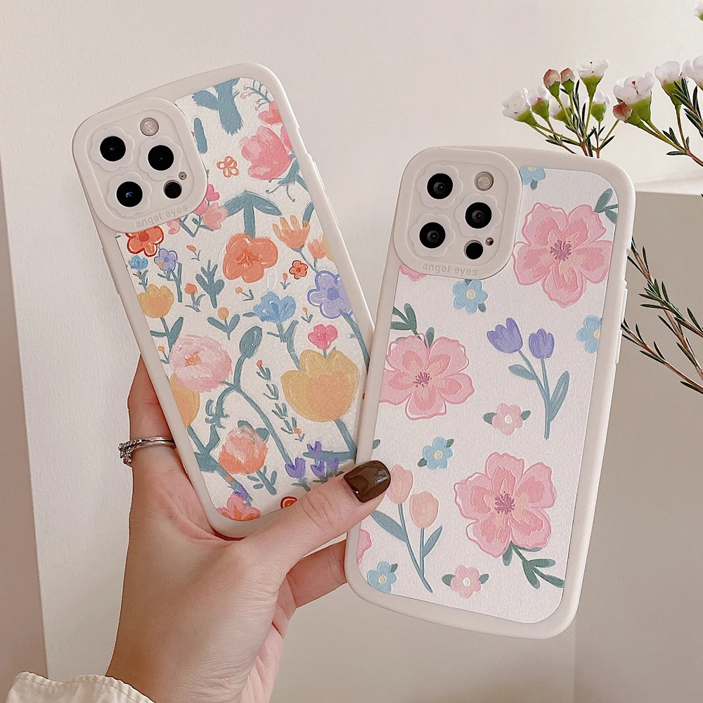 Цветные мягкие силиконовые чехлы для телефонов с цветами тюльпан розы iPhone 13 11 12Pro