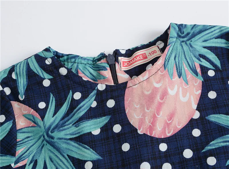 Платье для девочек детское хлопковое и льняное платье с цветочным принтом