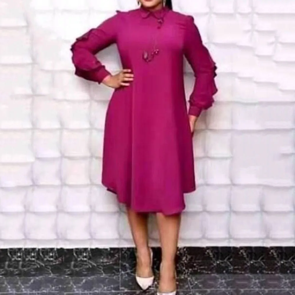 Платье рубашка с длинным рукавом размера плюс XXXL офисное платье в африканском