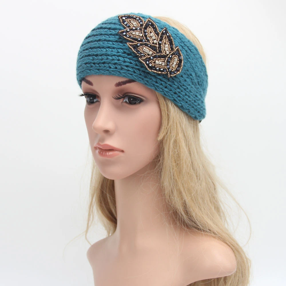 Зимняя Теплая повязка на голову разноцветная вязаная крючком Женская аксессуары