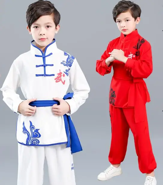 

New best chinese tai uniform wushu kung fu clothing kids martial arts sets wing chun suit girls boys stage performance costumes