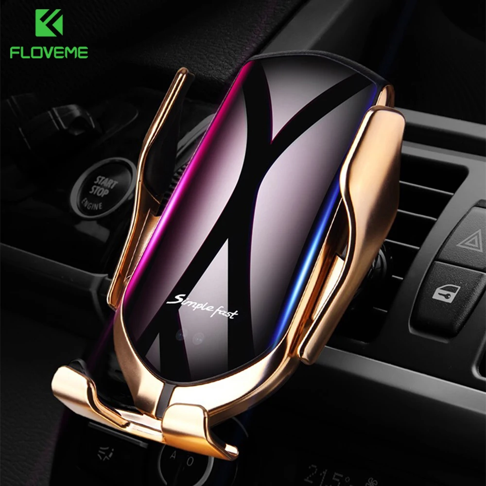 

NEW2022 FLOVEME R1 Automatic Clamping Car Wireless Charger 10W Quick Charger Infrared Sensor Car Phone Holder Stand Qi Wireless