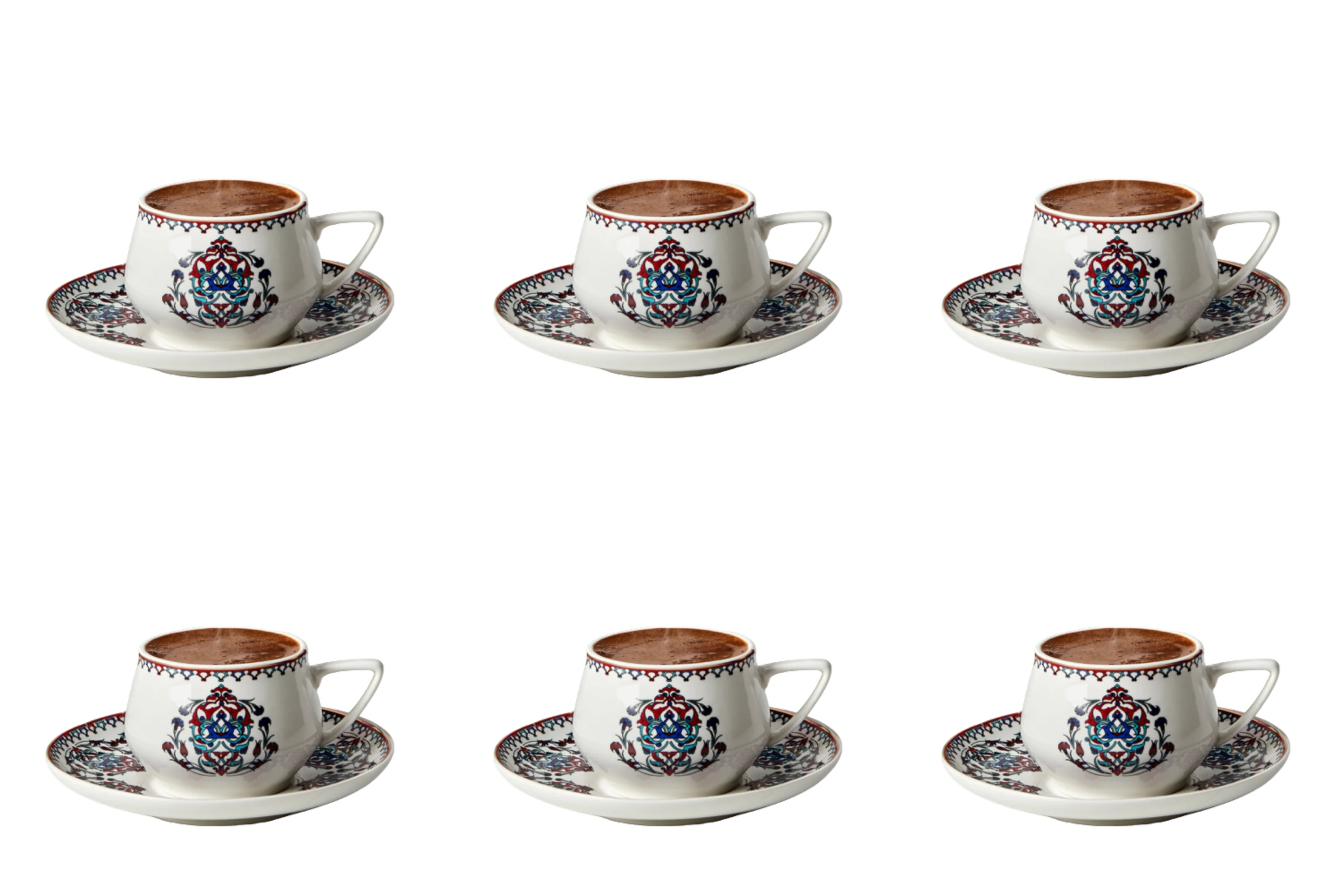 Белый аутентичный турецкий кофейный набор в эспрессо с рисунком кофейная посуда