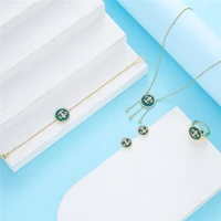 2021 apr hot selling accessories wedding jewelry set for women color shield jewelry set copper high quality jewelry set