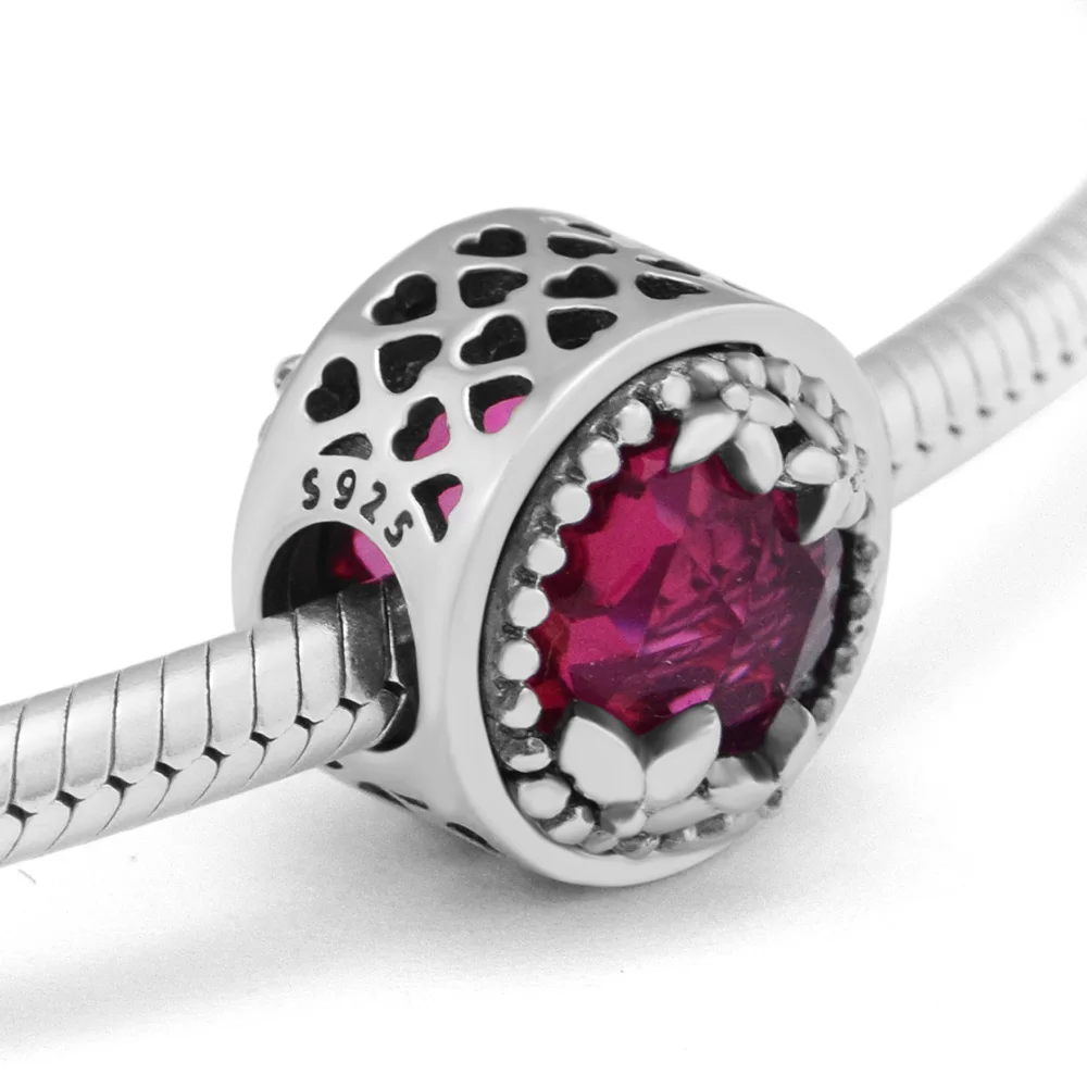 

Подвески подходят для браслетов, блестящие бусины в форме сердца с вишневым кубическим цирконием 100% 925 пробы, серебряные ювелирные изделия, ...