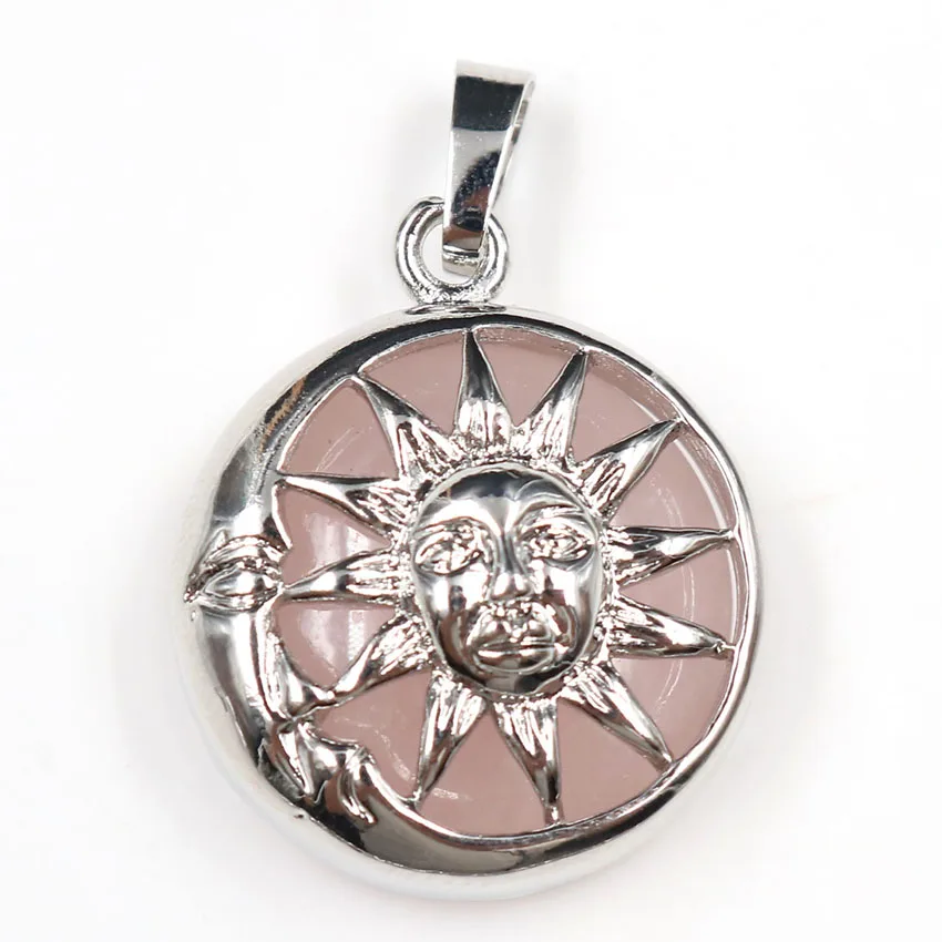 FYJS уникальный посеребренный медальон полый солнце тигровый глаз камень подвеска