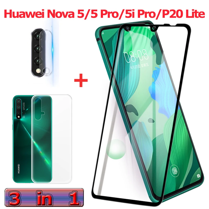 3 в 1 закаленное cтекло Huawei Nova 5 i Pro kамера защитное на P20 Lite стекло хуавей нова про 5i