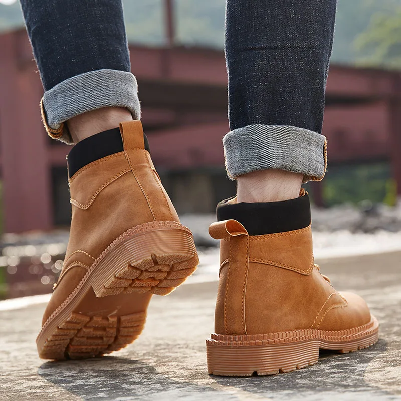 Новинка 2019 года модные мужские кожаные ботинки сезон осень-зима удобные в