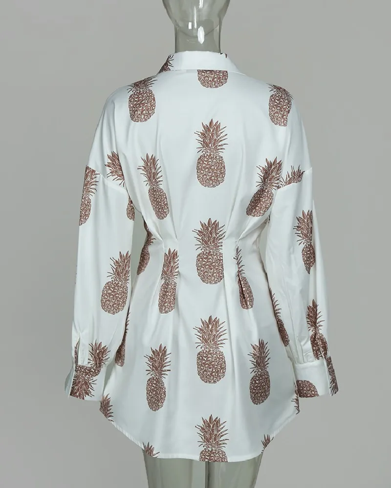 Женское платье-рубашка с буквенным принтом и узкой талией женское осеннее