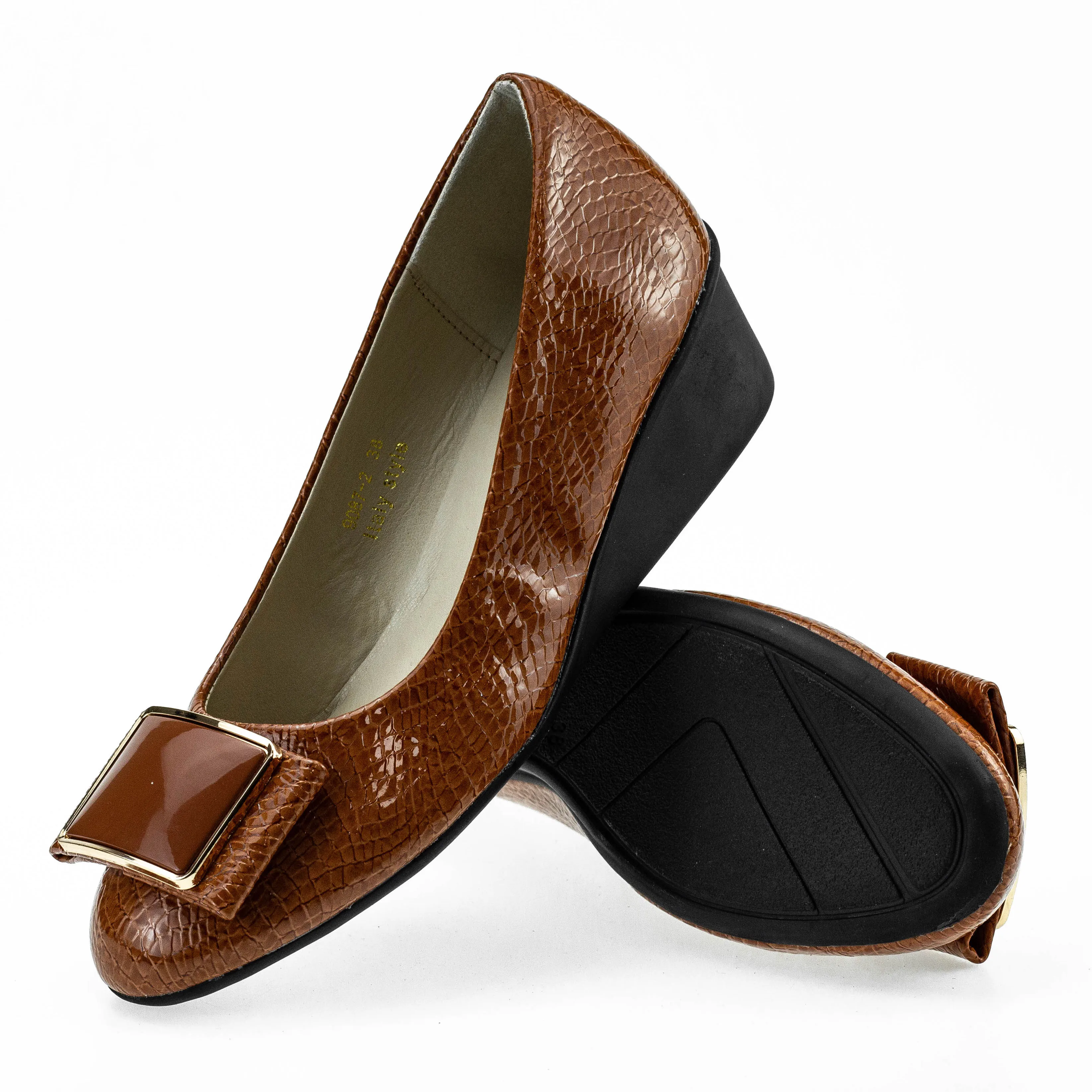 9087-2 Classic Silvery Women Shoes Square Buckle Ladies Ballet Shoes Sexy Slip on Loafers Female Footwear Woman Wedge Heels New