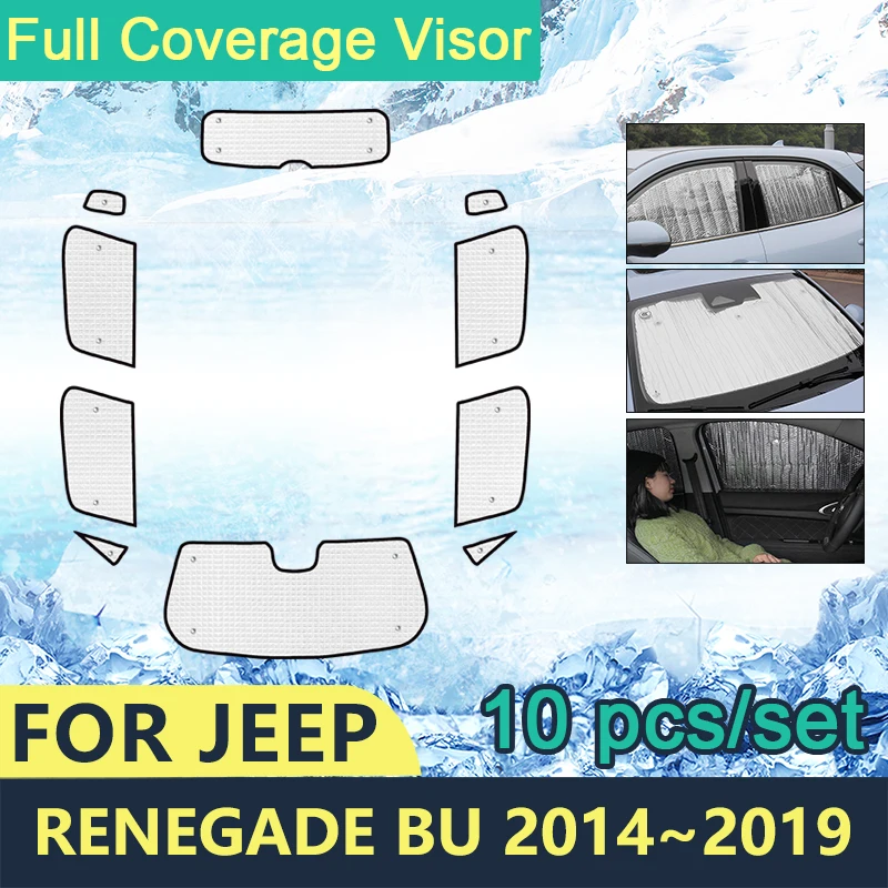 

Full Cover Sunshades For Jeep Renegade BU 2014~2019 Car Windshields Accessories Visor Side Sun Protection Windows 2018 2017 2016