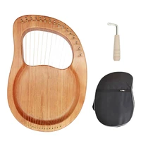 lyre harp 16 strings mahogany wood lye harp with pick up tuning hammer carry bag instrument for beginner