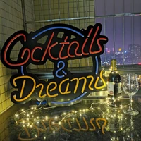 custom made neon sign wall cocktails and dreams led light flex neon handmade for shop logo club nightclub game room wall decor