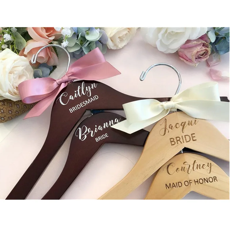 Деревянные Свадебные вешалки для невесты розовое золото на заказ с гравировкой