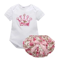1set baby girls clothing sets cotton flower print summer rompershorts baby sets girl clothes