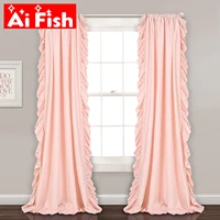 white ruffle three sides fold bedroom cortinas princess decorative romantic pink suitable for living dining room window panel