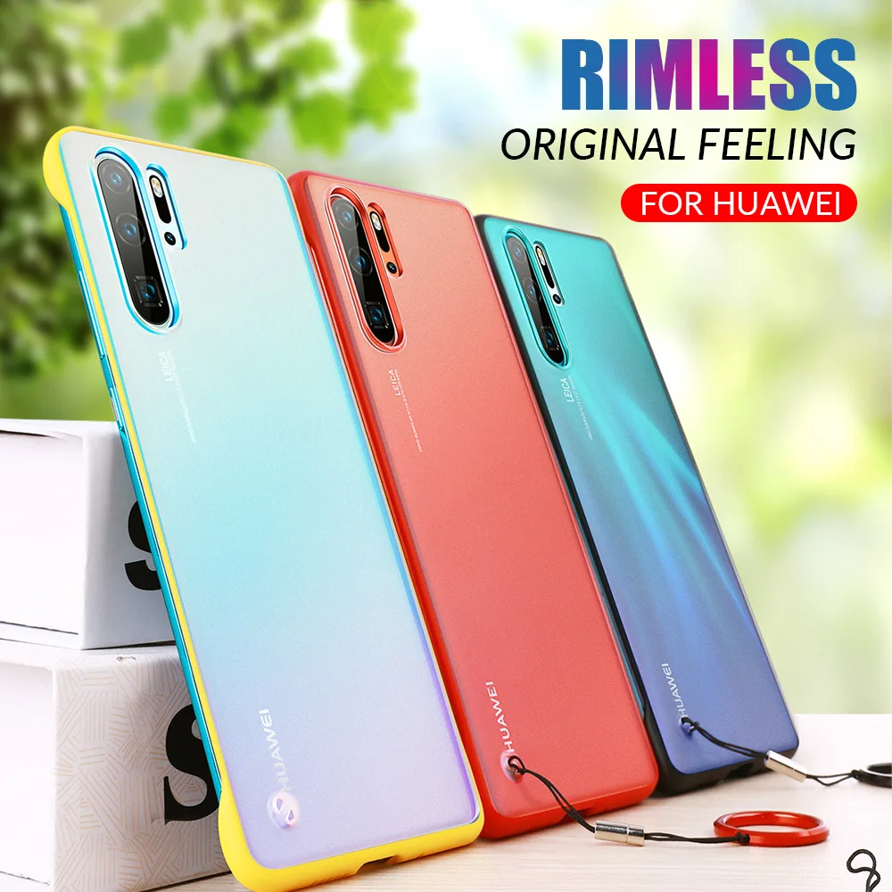 Безрамочный чехол для телефона Huawei P20 P30 PRO Матовый Прозрачный Mate 20 30 с кольцом