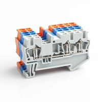 10pcs din rail terminal block st 2 5 twin connector electrical wiring return pull type 3 conductor terminal block wire conductor