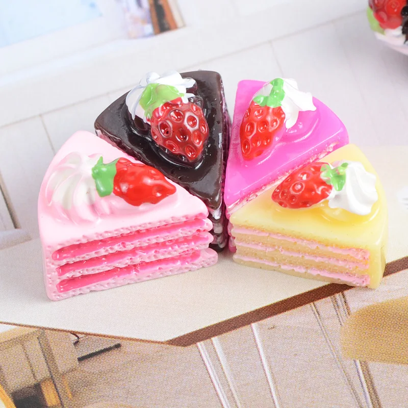 10 шт./лот искусственная клубника пирожное из смолы с плоской задней поверхностью