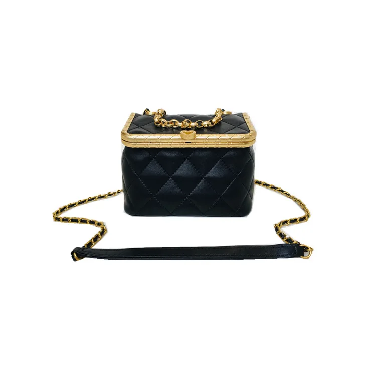 

Genuine Sheepskin Diamond Lattice Chain Single Shoulder Bag Purses and Handbags Luxury Designer Box Messsenger Bags for Female