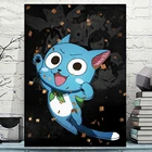 Современный декор, домашний анимационный постер, счастливый Хвост Феи, настенная Картина на холсте, постер с кошкой, милый Декор для комнаты, домашняя винтажная рамка