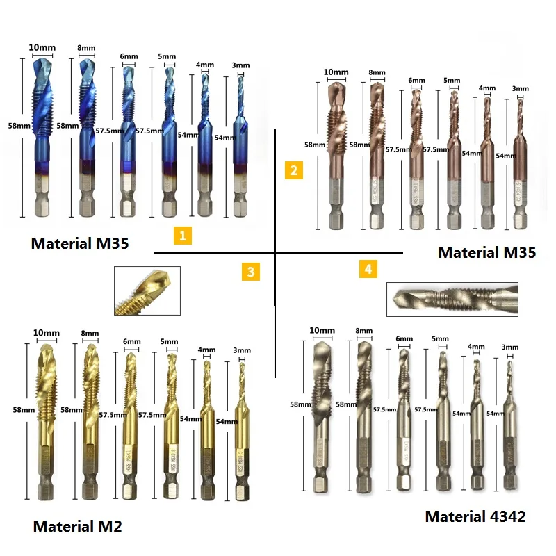 

6Pcs Machine Screw Thread Metric Plug Tap Screw Taps 3mm 4mm 5mm 6mm 8mm 10mm Set Kit Screw Thread Tap Drill M3 M4 M5 M6 M8 M10