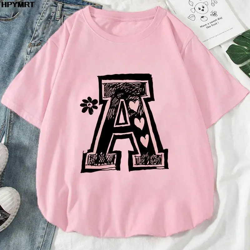 

New Summer Women Short Sleeve T shirt Spring A Printed Clothes Tshirt Female Tee Top Ladies Harajuku Graphic T-shirt Streetwear