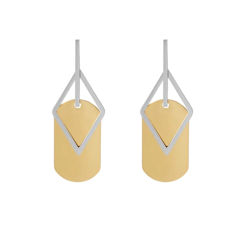 

Minar delicate Square Titanium steel drop earring hollow diamond street style charms earring for women ladies jewellery