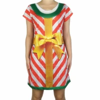 funny present mini ugly christmas dress for women kawaii womens 3d fake two piece print short sleeve 2021 christmas party dress
