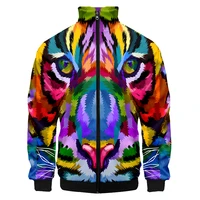 3d colorful tiger men autumn trend hip hop harajuku style printed zipper long sleeved flight suit mens jacket baseball uniform
