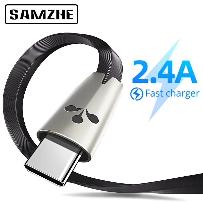 Зарядный кабель SAMZHE из цинкового сплава плоский USB Type-C для Galaxy S8 Plus Xiaomi Huawei P10 P9