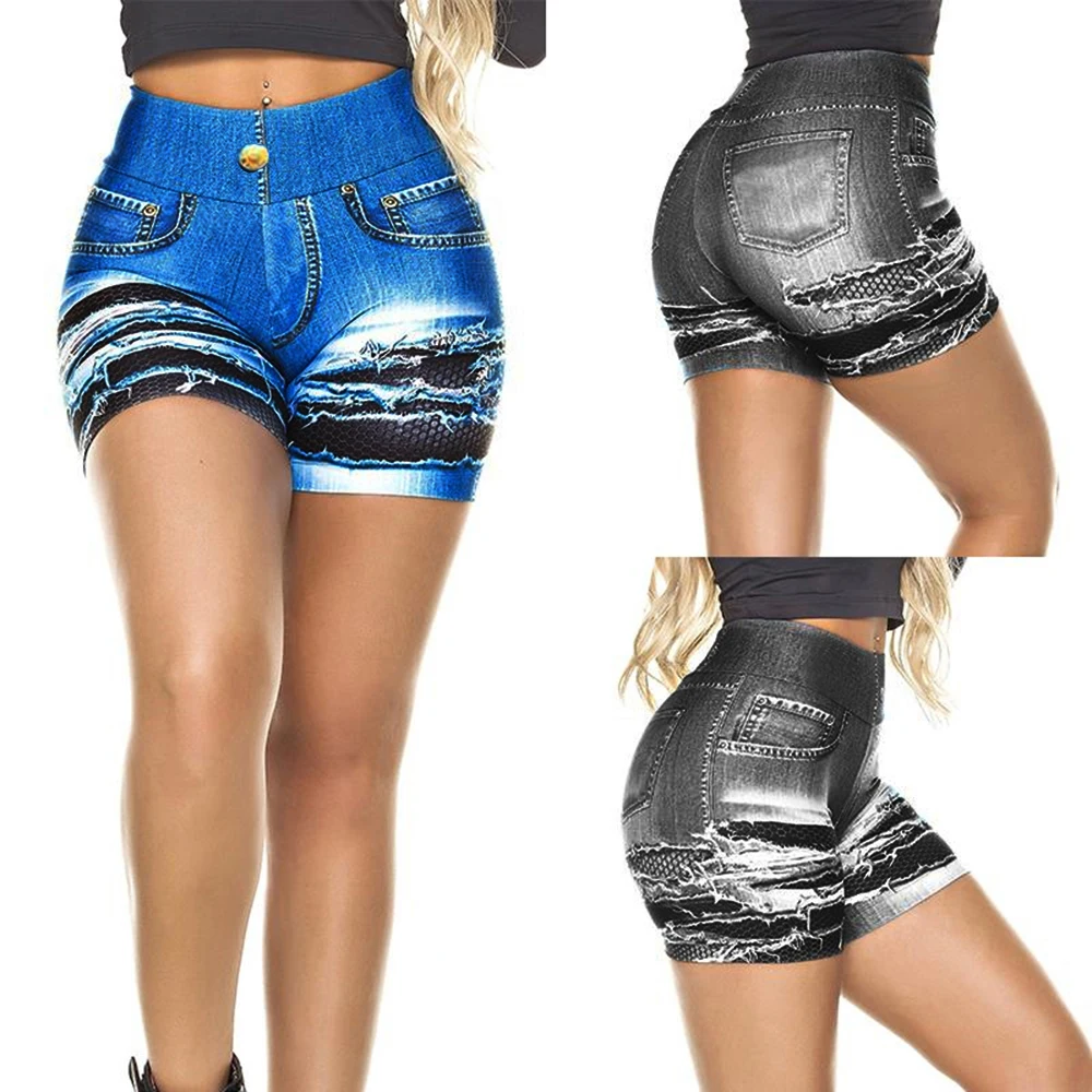 Женские шорты с завышенной талией 3D принтом|Женские шорты| |