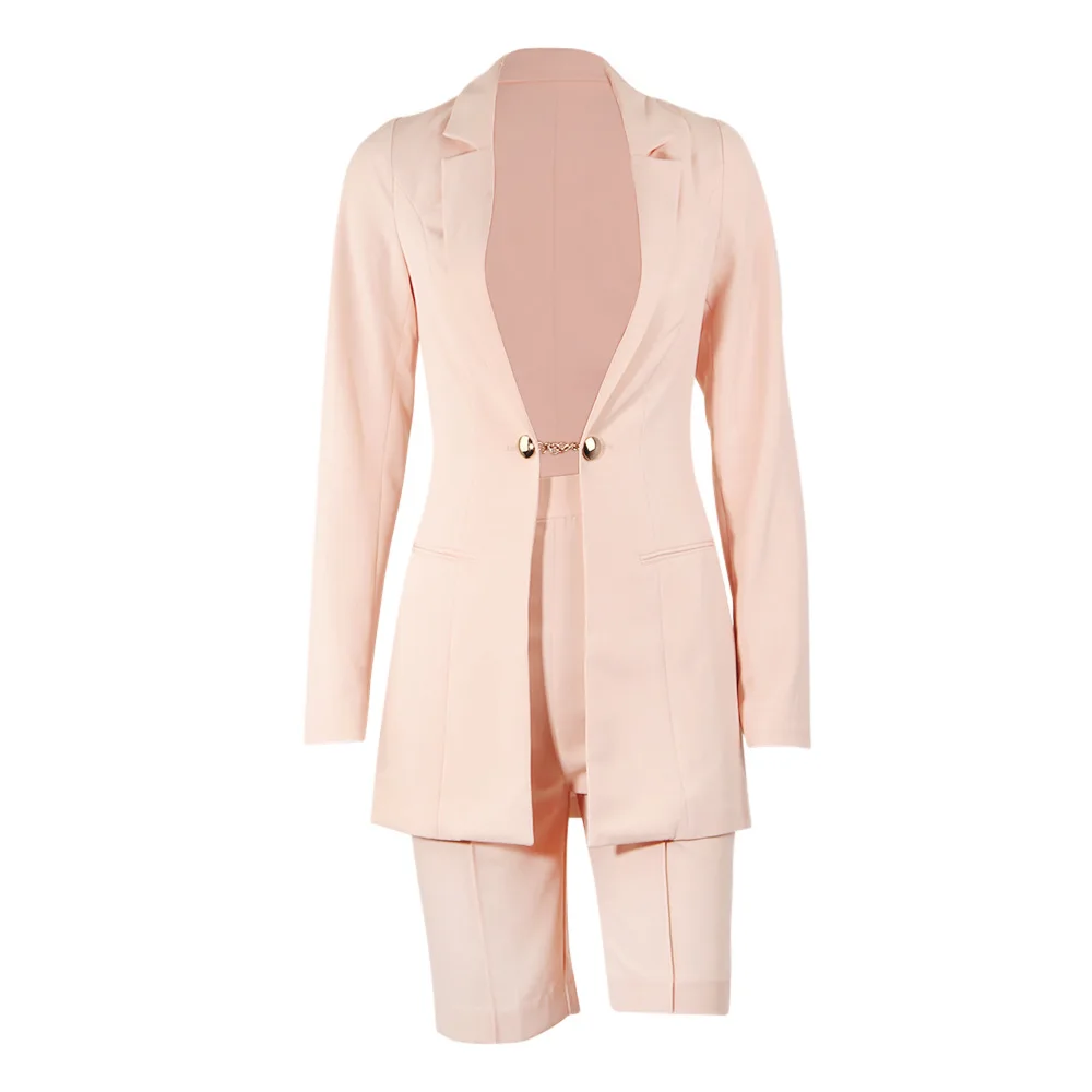 

Autumn and winter fashion two piece women's wear long sleeve one button sexy suit and Shorts Set