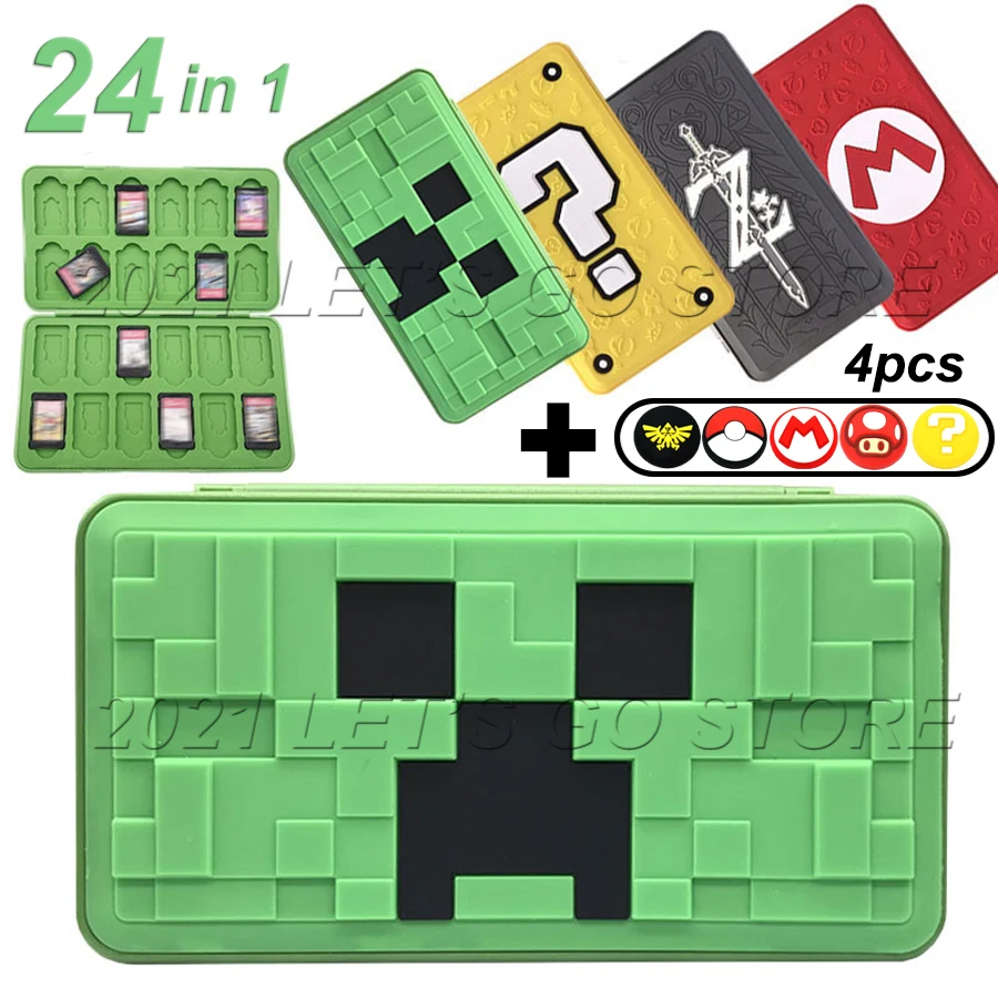 Чехол 24 в 1 для хранения игровых карт Nintendo switch магнитный 3D силиконовый чехол + 4