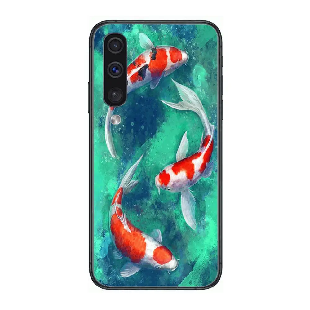 

Koi fish Lucky Phone Case Hull For Samsung Galaxy A 3 5 6 7 8 9 E 2018 Plus 2017 E S Black Shell Art Cell Cover TPU