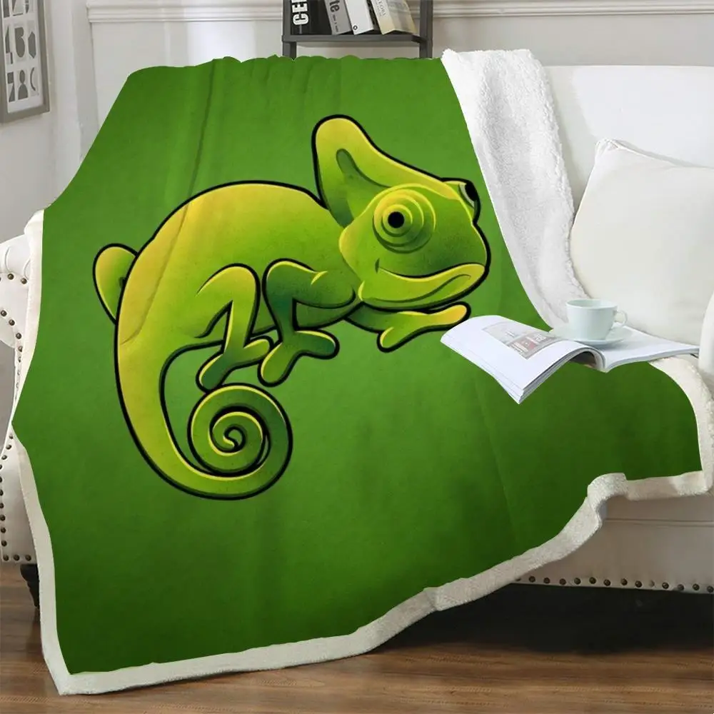 

NKNK Lizard Blanket Animal Thin Quilt Green Plush Throw Blanket Harajuku Bedspread For Bed Sherpa Blanket Fashion High Quality