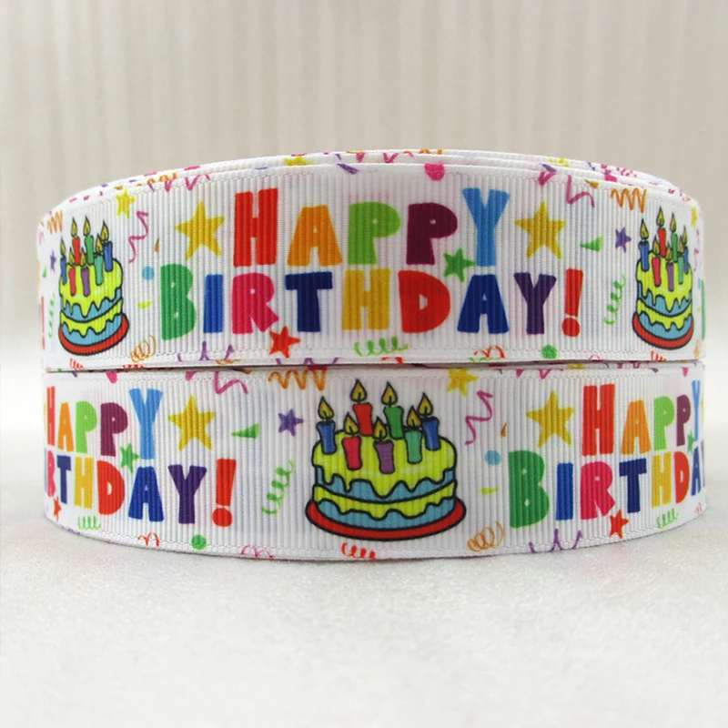 Высококачественная Полиэстеровая лента с принтом на день рождения 5 ярдов